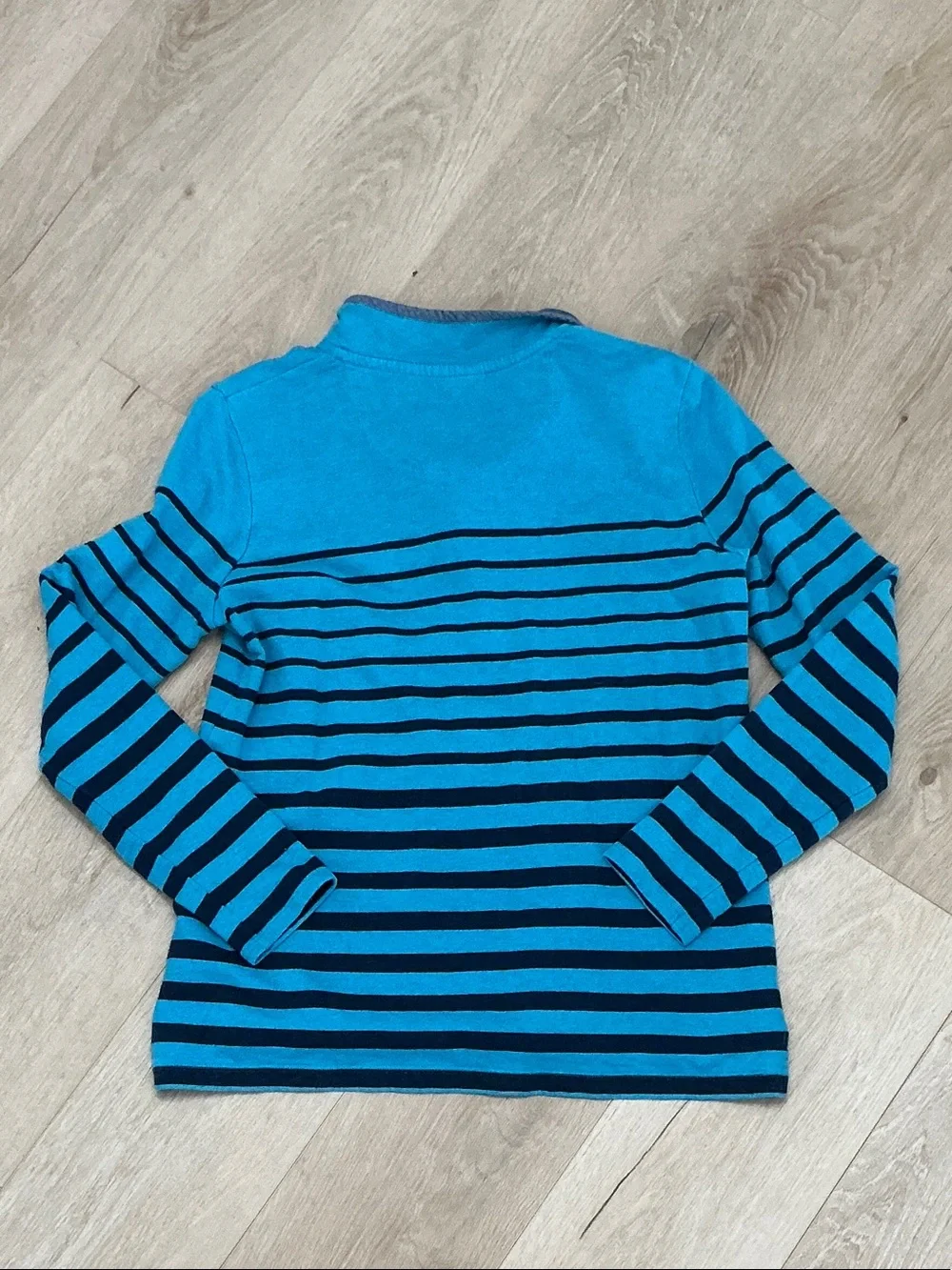 L.L. Bean Teal and Navy Striped Long-Sleeve Pullover